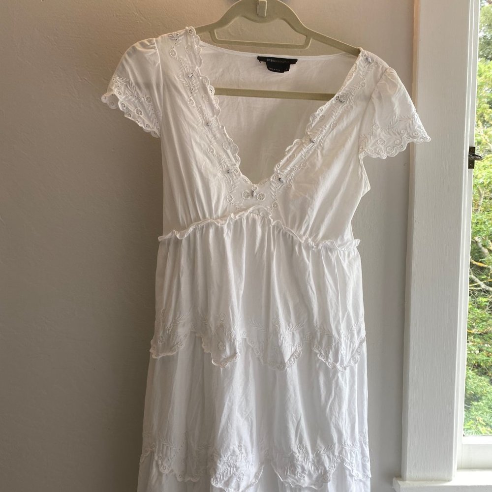 BCBG White Scalloped Dress